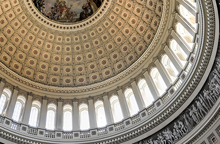 the Capitol's ornate ceiling